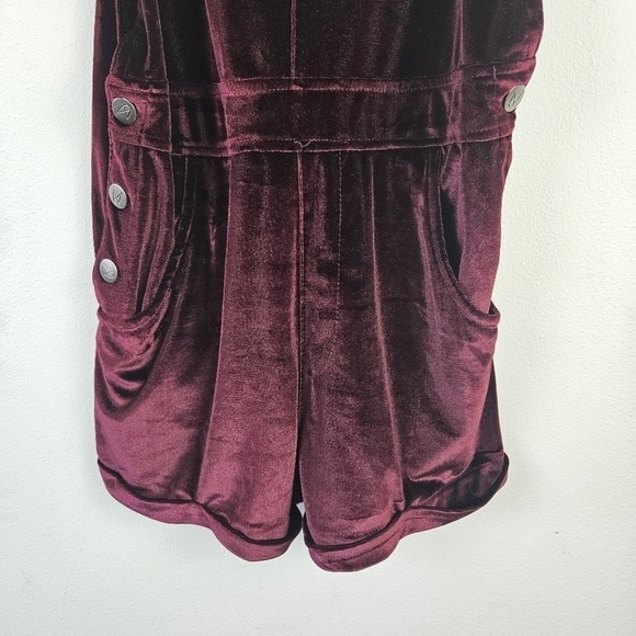 MINKPINK 'Trouble Maker' Burgundy Velvet Shortralls Festival Summer Size Small - Picture 5 of 8